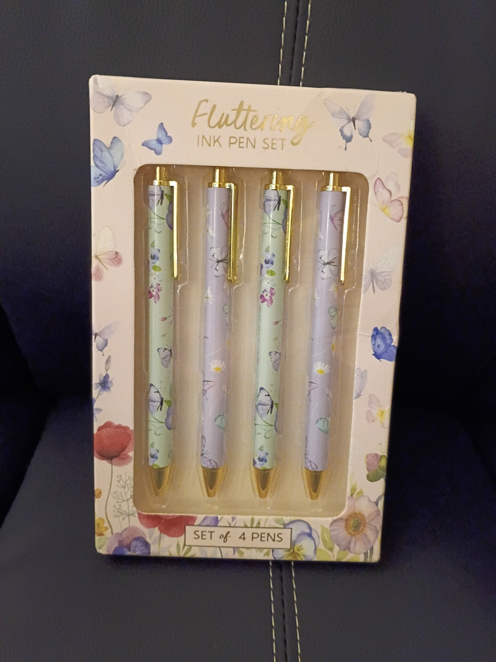 Eccolo Fluttering Ink Pen Set - Pastel Lavender and Mint Set Of 4
